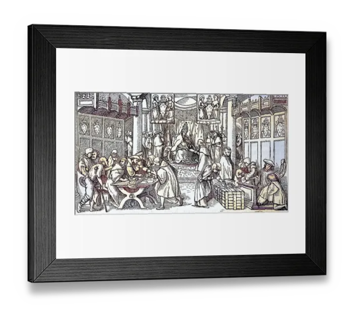 Framed Print : Indulgences in a Basel church with the Medicean coat of arms Framed Print : Indulgences in a Basel church with the Medicean coat of arms