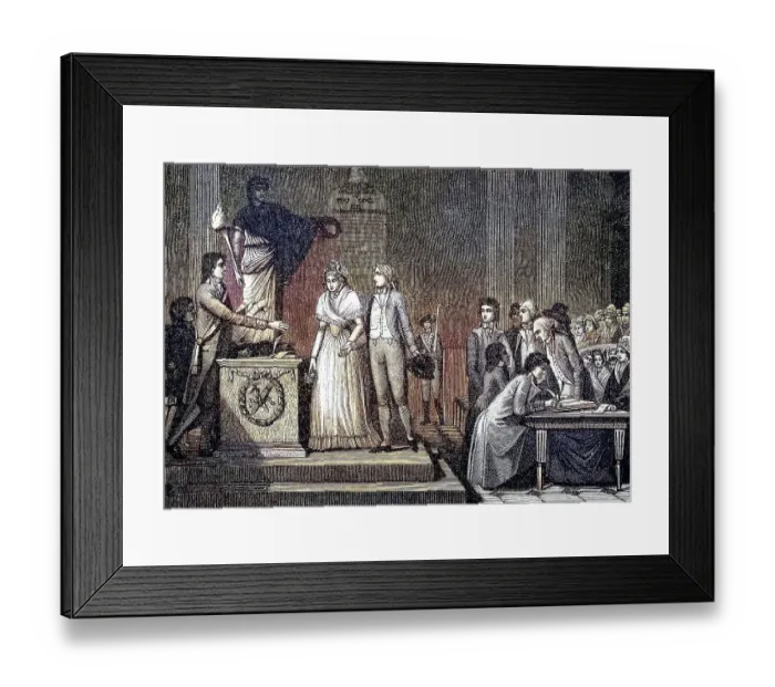 Framed Print : Marriage in France at the time of the First Republic 1792