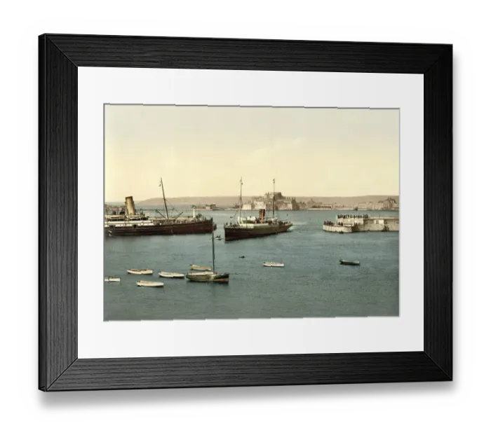 Framed Print : Port of Jersey, Channel Island in the English Channel in the Bay of Saint-Malo
