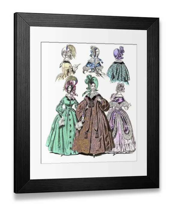 Framed Print : Fashion through the ages, Ladies fashions in Paris and London