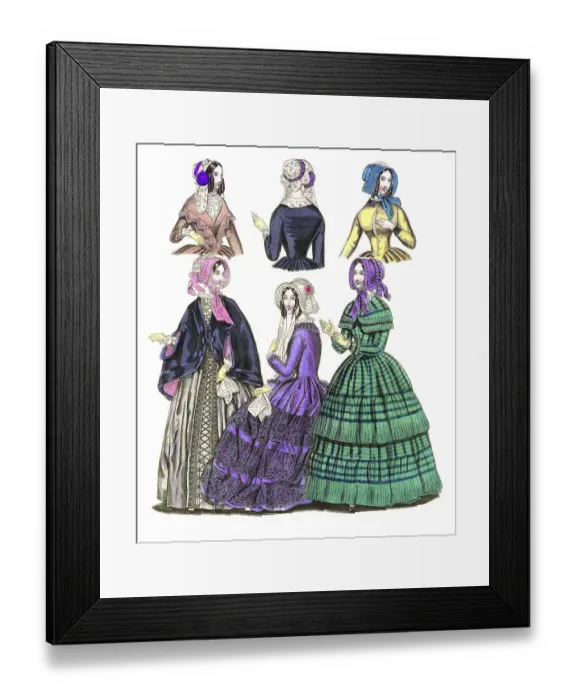 Framed Print : Fashion through the ages, Ladies fashion in Paris and London