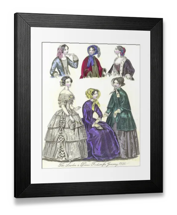 Framed Print : Fashion through the ages, Ladies fashion in Paris and London