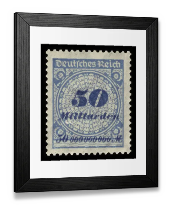 Framed Print : Historic stamp, German Reich, inflation