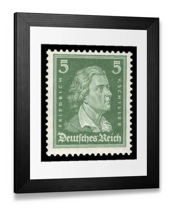 Framed Print : Historic stamp, German Reich, definitive stamp at 5 Pfennig with Friedrich Schiller portrait