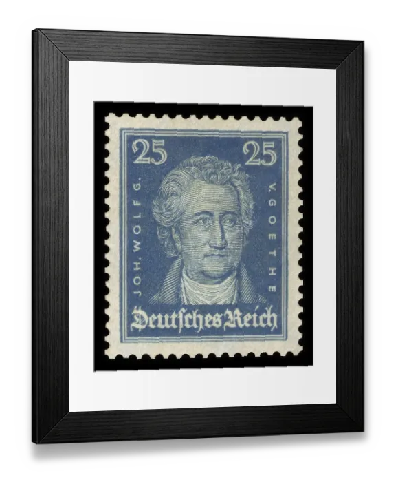 Framed Print : Historic stamp, German Reich, definitive stamp at 25 Pfennig with Wolfgang von Goethe portrait