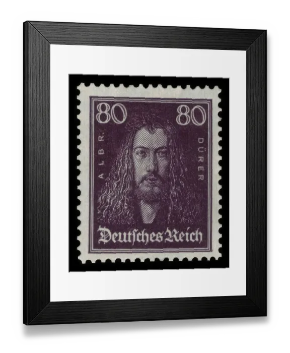 Framed Print : Historic stamp, German Reich, definitive stamp at 80 Pfennig with Albrecht Duerer portrait Framed Print : Historic stamp, German Reich, definitive stamp at 80 Pfennig with Albrecht Duerer portrait