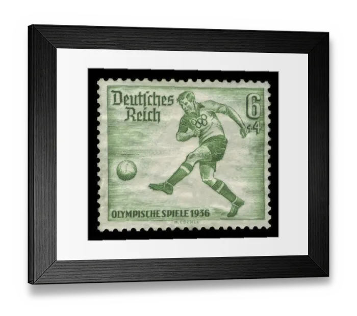Framed Print : Historic stamp, German Reich, special stamp with surcharge for the 1936 Olympic Games