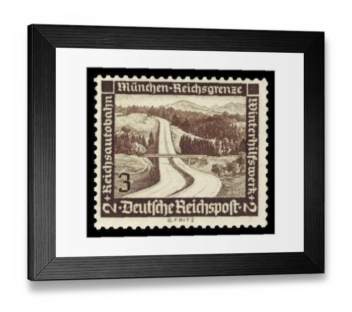 Framed Print : Historic stamp, German Reich, Reichsautobahn 26 Munich to Reichsgrenze