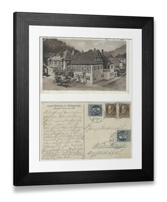 Framed Print : Both sides of a picture postcard from 1919 Framed Print : Both sides of a picture postcard from 1919