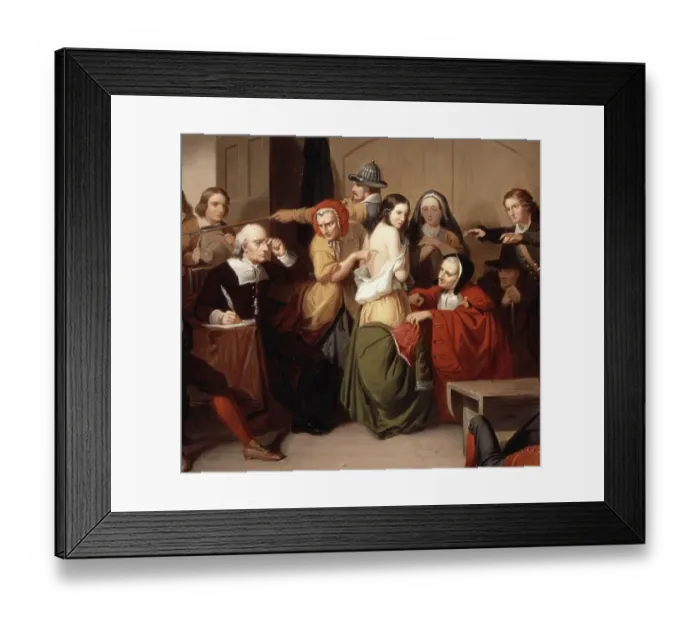 Framed Print : The examination of a woman for signs of witchcraft in the Middle Ages