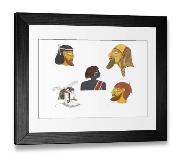 Framed Print : Heads of some foreigners depicted in the preceding plates