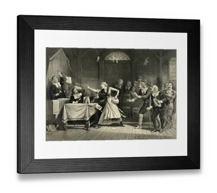 Framed Print : A woman accused of witchcraft defends herself in court and attacks the judge Framed Print : A woman accused of witchcraft defends herself in court and attacks the judge