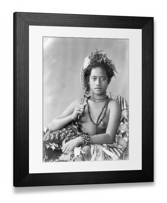 Framed Print : Young woman from Samoa, with necklace, c Framed Print : Young woman from Samoa, with necklace, c