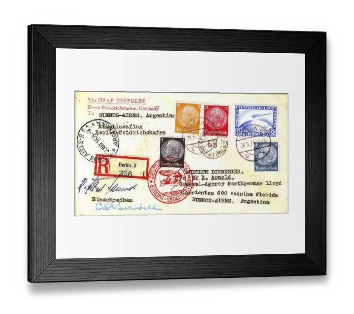 Framed Print : Stamps, German Empire, airmail cover