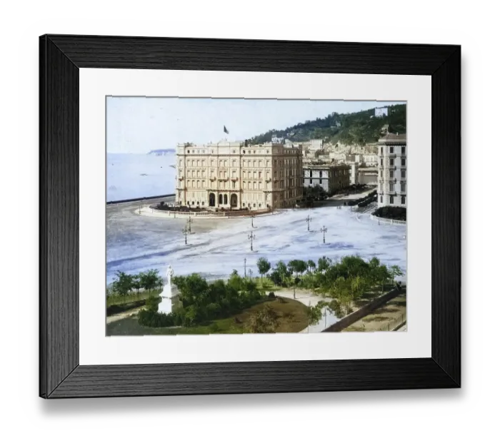 Framed Print : View of the Grand Hotel in Naples and the adjacent square