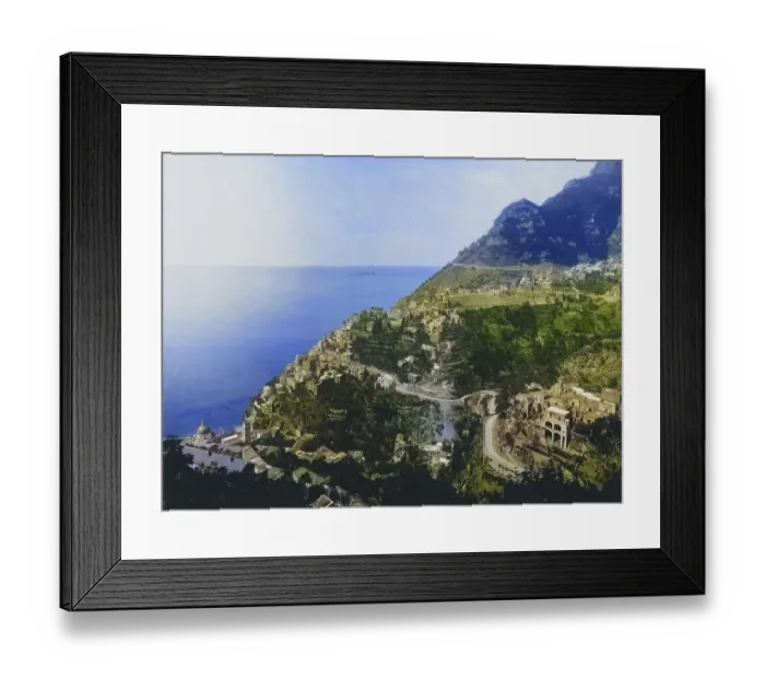 Framed Print : Panorama of Positano in 1887, Italy Framed Print : Panorama of Positano in 1887, Italy