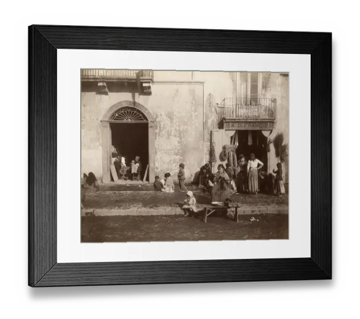 Framed Print : Street scene in Naples around 1870 Framed Print : Street scene in Naples around 1870