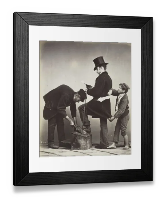 Framed Print : Pickpocket at work, While a shoeshine boy distracts the victim Framed Print : Pickpocket at work, While a shoeshine boy distracts the victim