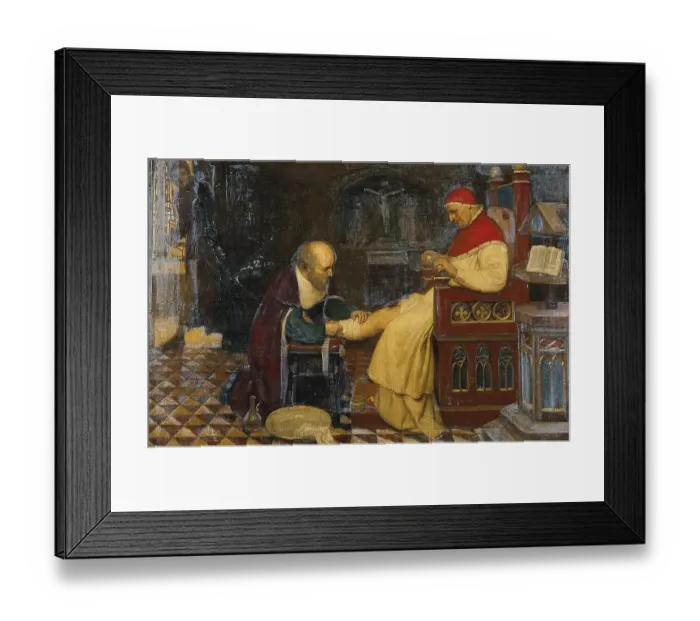 Framed Print : Guy de Chauliac bandaging the leg of Pope Clement VII in Avignon while Petrarch Framed Print : Guy de Chauliac bandaging the leg of Pope Clement VII in Avignon while Petrarch