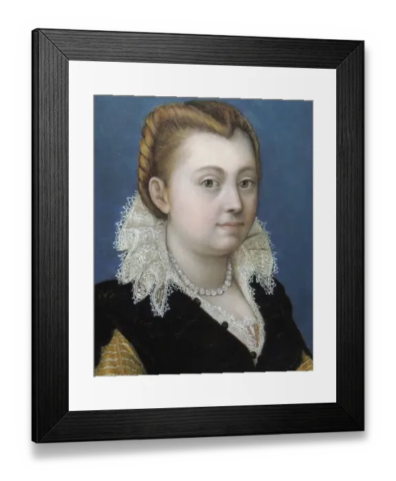 Framed Print : Blonde Woman with White Collar