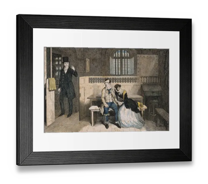 Framed Print : A convicted thief sits in prison with his distraught sister Framed Print : A convicted thief sits in prison with his distraught sister