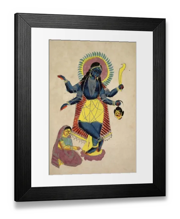 Framed Print : Krishna as Kali being worshipped by Radha Framed Print : Krishna as Kali being worshipped by Radha