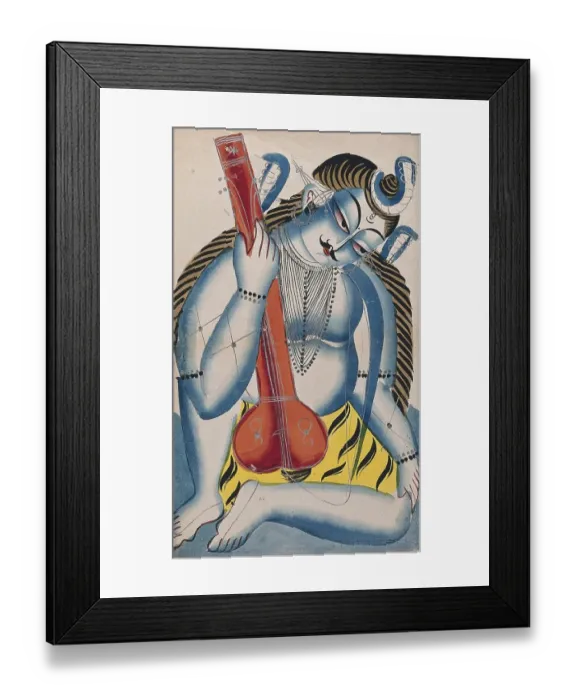 Framed Print : An intoxicated Shiva holding a sitar or tambura in the form of a lingam Framed Print : An intoxicated Shiva holding a sitar or tambura in the form of a lingam