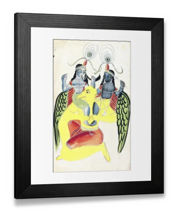 Framed Print : Garuda carrying two identical figures Framed Print : Garuda carrying two identical figures