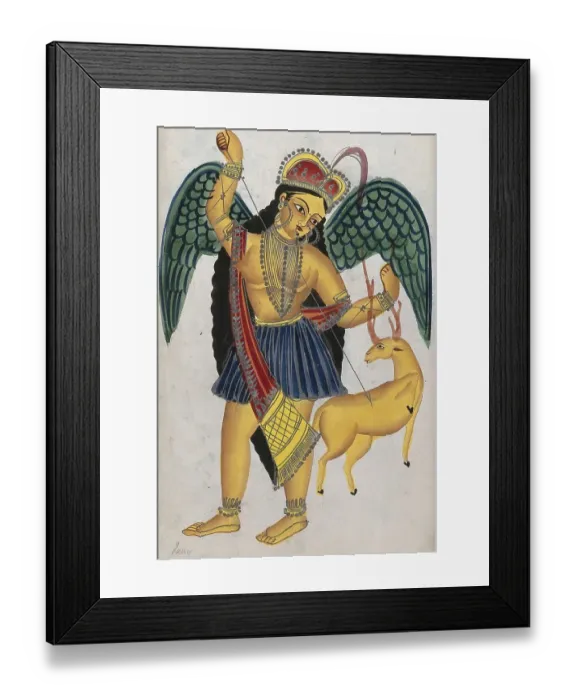 Framed Print : Apsara with pet deer. Apsaras are the famous Nymphs of the Sky of Indra