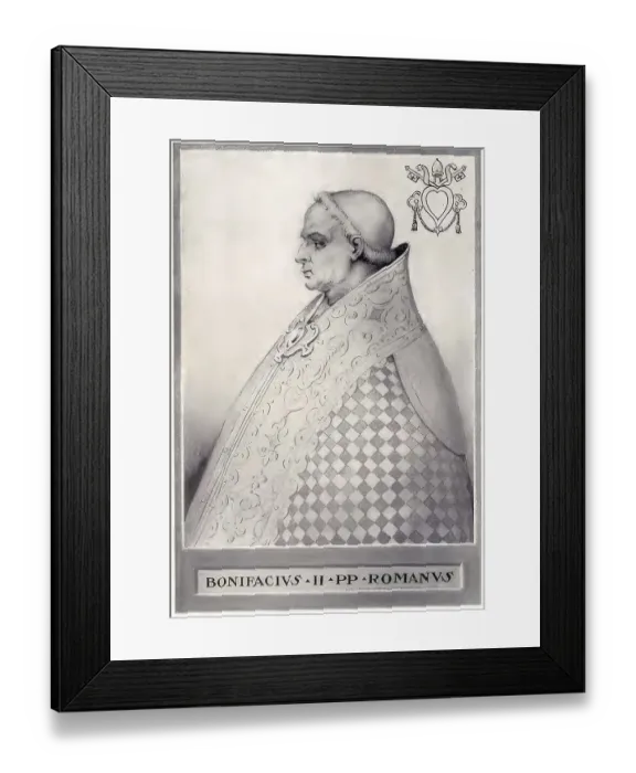 Framed Print : Boniface II (born in Rome) (died 17 October 532) was Pope from 22 September 530 until his death
