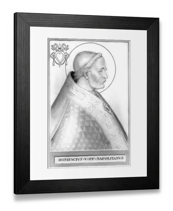 Framed Print : Boniface V (born in Naples) (died 25 October 625) was Pope from 23 December 619 until his death Framed Print : Boniface V (born in Naples) (died 25 October 625) was Pope from 23 December 619 until his death