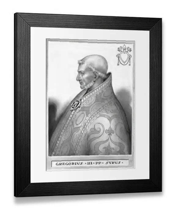 Framed Print : Gregory III (born unknown in Syria) (died 28 November 741 in Rome) was Pope from 731 to 741