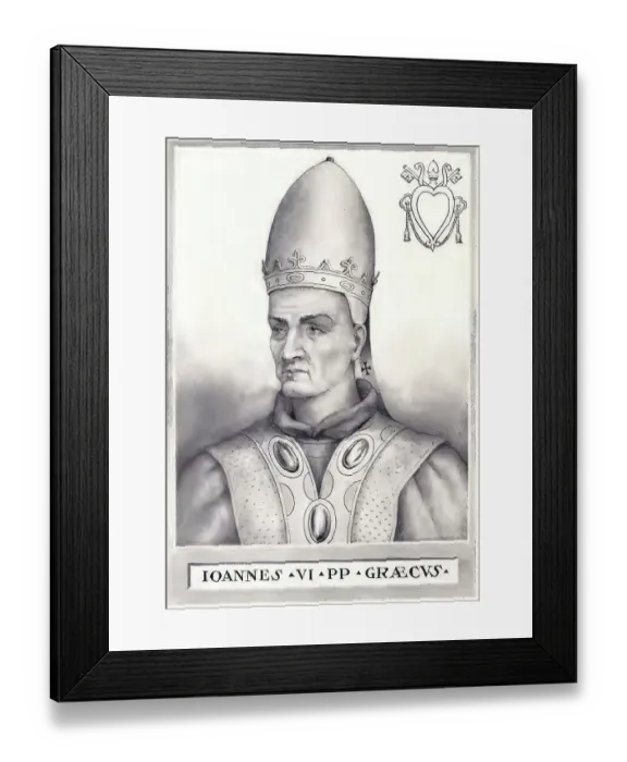 Framed Print : John VI (born 11 January 705 in Rome) was Greek and Pope from 701 to 705