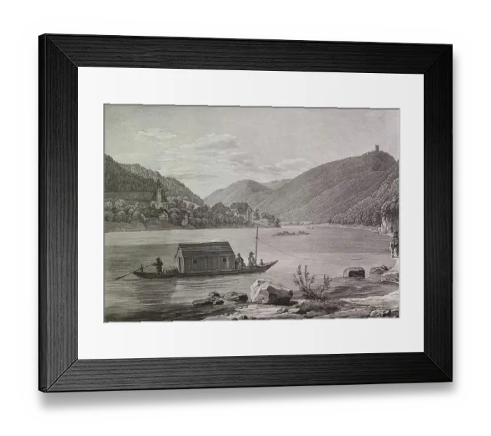 Framed Print : The Danube in Upper Austria, Engelhartszell market