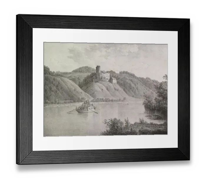 Framed Print : The Hilgartsberg castle ruins are located on a steep slope on the left between Hofkirchen and Vilshofen a Framed Print : The Hilgartsberg castle ruins are located on a steep slope on the left between Hofkirchen and Vilshofen a
