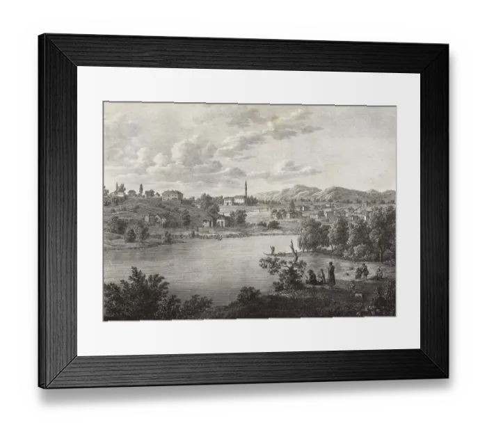 Framed Print : The river Danube in Wallachia. Kallafat market