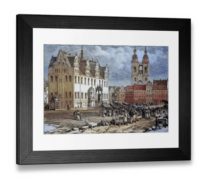 Framed Print : Markt auf dem Marktplatz in Wittenberg Framed Print : Markt auf dem Marktplatz in Wittenberg