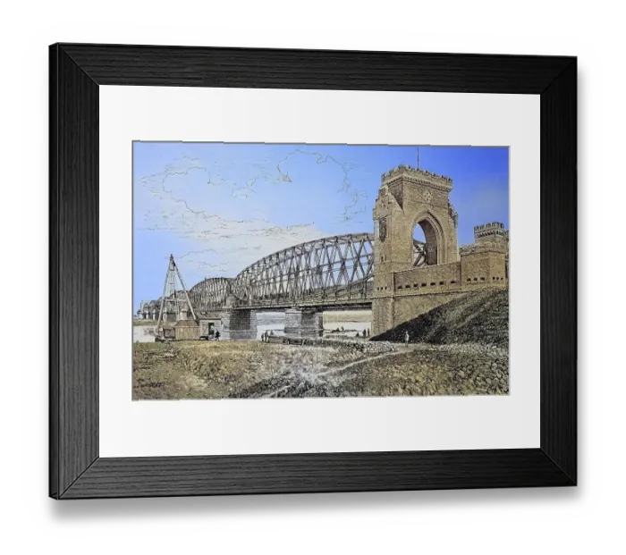 Framed Print : Digitally restored, The railway bridge over the Vistula near Tczew