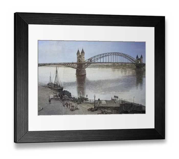Framed Print : Digitally restored, Engraving of the Rhine Bridge near Bonn Framed Print : Digitally restored, Engraving of the Rhine Bridge near Bonn