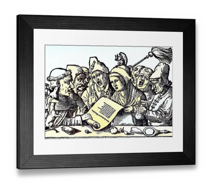 Framed Print : Digitally restored, Monks and nuns read a text