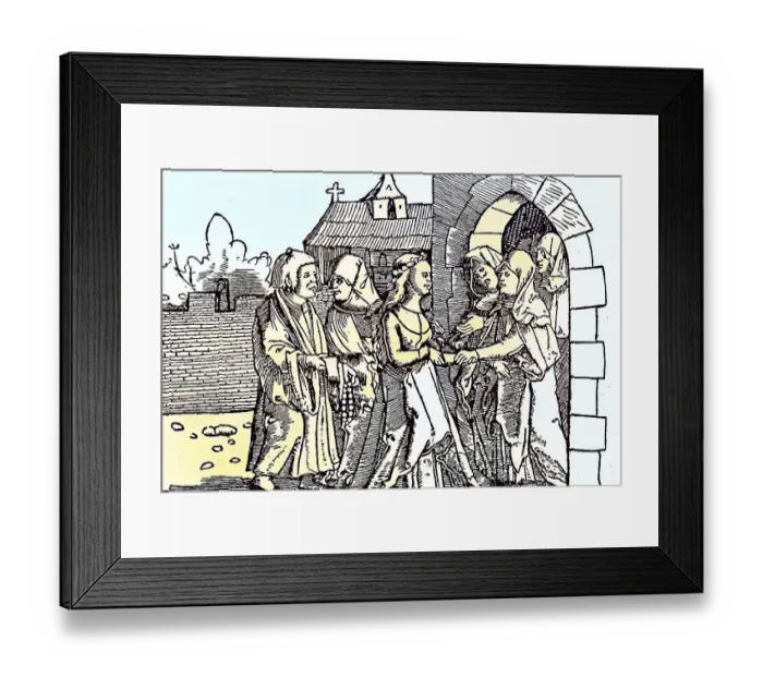 Framed Print : Digitally restored, The daughter enters into the monastery Framed Print : Digitally restored, The daughter enters into the monastery