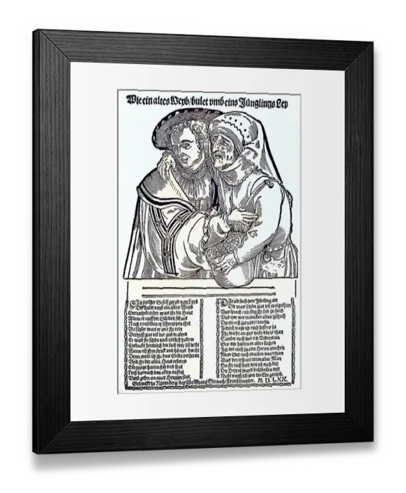 Framed Print : Digitally restored, The dissimilar love couple