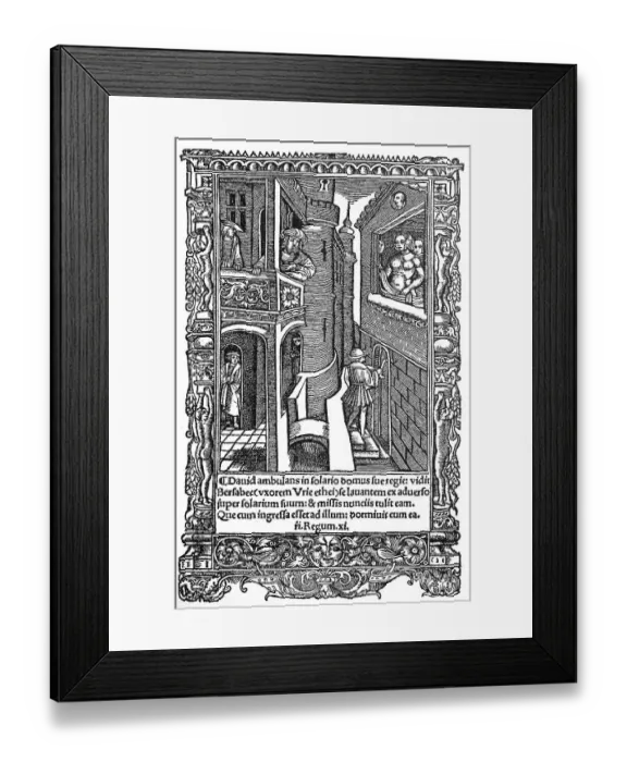 Framed Print : David und Bathseba, Illustration aus einem franzoesischen Gebetbuch