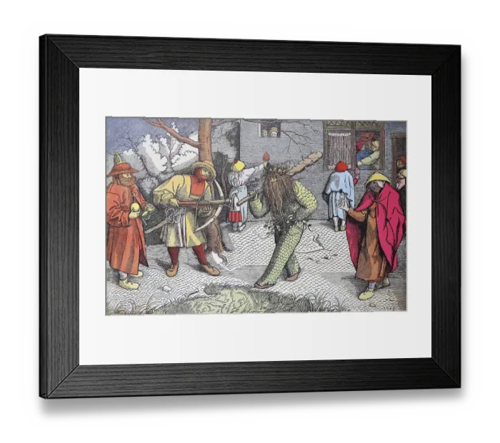 Framed Print : Karnevalsspiele, woodcut by P. Breugel