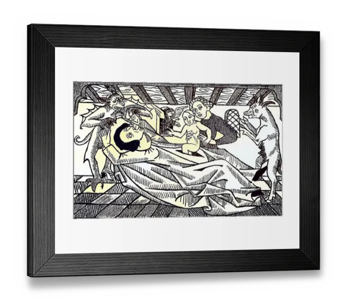 Framed Print : Digitally restored, Die Geburt des Antichristen oder Falschen Messias