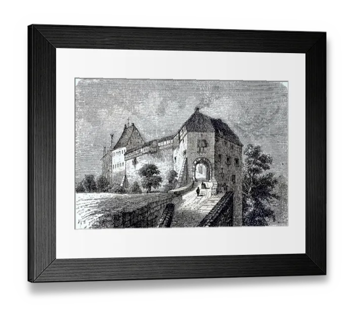 Framed Print : Das Tor der Wartburg ueber der Stadt Eisenach in Thueringen