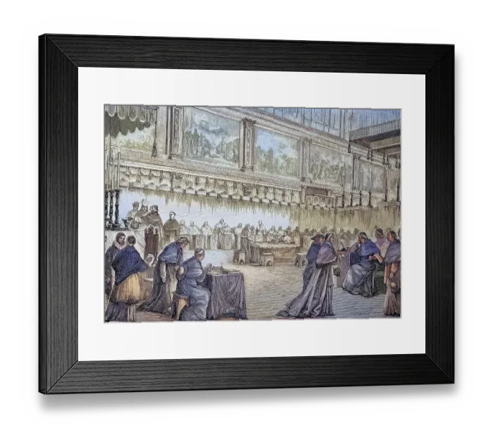 Framed Print : The vote of the cardinals in the sixtinian chapel of the Vatican during a conclave