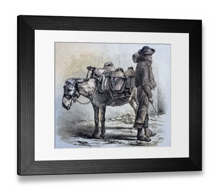 Framed Print : Man with a donkey, water seller in Cordoba