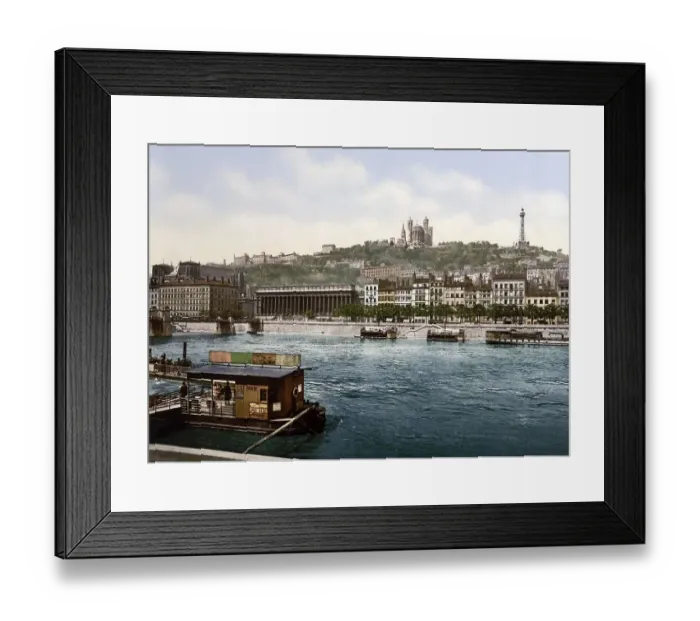 Framed Print : The hill of Fourviere from the Quai de St Framed Print : The hill of Fourviere from the Quai de St
