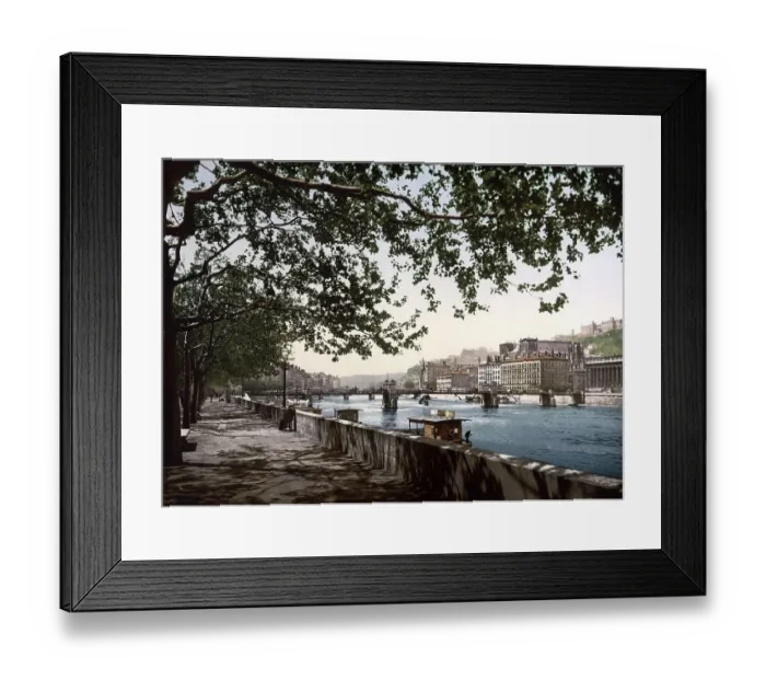 Framed Print : The quay of the Saone, Lyon in 1890 Framed Print : The quay of the Saone, Lyon in 1890